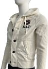 Abercrombie & Fitch Jacket Hoodie Men Muscle Buttons Jacket M Medium Cream NWT