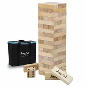 Juegoal 54 Pieces Giant Wood Tumble Tower Blocks Stacking Game For Adults & Kids