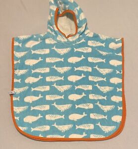 The Hooded Towel Co Beach Bath Poncho Snaps Whales Cotton Blue Orange Baby Kid S