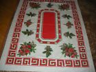 Vintage printed Christmas tablecloth Christmas ornaments holly 66X50 MCM LOVELY