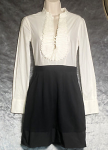 BCBG Maxazria  Dress Womens Size 2 White & Black Side Zipper Stretch