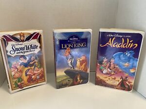 Lot 3 Walt Disney Masterpiece Collection VHS Tapes Snow White Lion King Aladdin