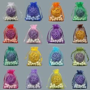 100pcs Mixed Colors Jewelry Gift Candy Organza Pouch Wrap Bags for Wedding 4x5in