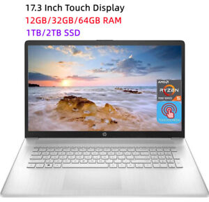 HP 17.3 Inch Touchscreen Laptop AMD Ryzen 5 7530U Processor Up to 64GB RAM 2TB S