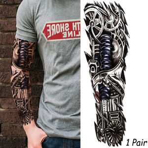 Temporary Tattoos Set Full Arm Body Art Sticker Waterproof Fake Tattoo Sleeves