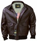 Men A2 aviator Air Force Flight Bomber brown Genuine Leather Jacket FREE RETURNS
