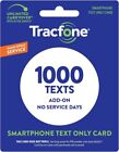 TracFone 1000 Text Messages Prepaid Add On Refill Card, Only For Smartphones.