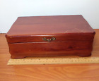 Vintage London Leather Wooden Jewelry Box Felt Lined 11in x 7in