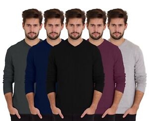Men's V-Neck Sweater Slim Fit Pullover Long Sleeve Casual Cotton Jumper