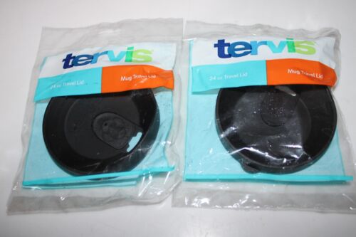 NEW LOT OF 2 TERVIS 24oz BLACK Tumbler Cup Mug Bottle Replacement Travel Top Lid