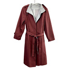 Vintage Union Made Womens Trench Coat Rain or Shine Size 10 Maroon Gray Belted