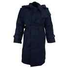 Romanian Military Navy Blue waterproof rain coat w/belt & hood,NOS,free shipping