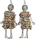 US Seller Betsey Johnson Crystal Doll Gold Dangle Earrings Fashion Jewelry