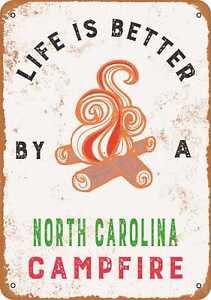 Metal Sign - North Carolina Campfires are the Best -- Vintage Look