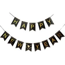 New Year Banner 2024, Happy New Year Bunting Banner with Shiny Gold Letter, P...