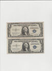 2 Notes 1935 G (1 with motto & 1 without motto) One dollar Silver Certificate