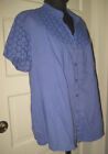 SAG HARBOR Cornflower Blue-Purple Button Up SS Top Shirt Blouse XL