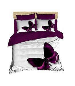Butterfly Bedding 3D Printed 100% Duvet Cover Set Full/Queen Size Purple 3 PCS