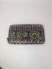 Sakroots Wallet Clutch Embroidered Vibrant Geometric Rainbow Peace Sign Pattern 