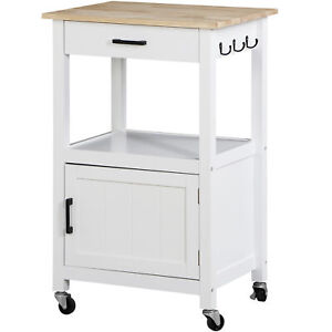 Rolling Kitchen Island Cart Utility Trolley Cabinet Storage Microwave Stand