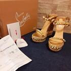 Christian Louboutin Gold Spike Studded Wedge Sole Sandals size 39 Spain