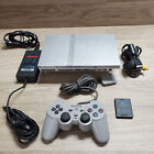 Sony PlayStation 2 Slim SCPH-77001 Console Satin Silver Clean + Memory Card PS2
