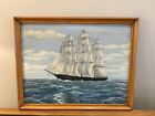 1937 Seascape Oil Painting - Inscription on reverse - Free Shipping