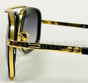 Men Fashion Sunglasses Oversized Square Gold Flat Top Frame Hip Hop Fancy Black