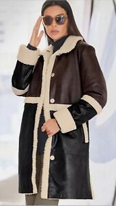 RICK CARDONA @ Kaleidoscope Longline Leather Coat in Brown (ccc258)
