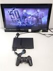 New ListingSony PlayStation 2 Slim PS2 Black SCPH-70012 Console System OEM Bundle - Tested