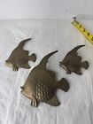 Set of 3 Vintage Brass Tropical Fish Wall Decor Made in India Nautical Beach