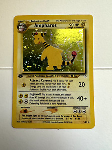 Pokemon Card - 1st Edition Ampharos Neo Revelation 1/64 Holo Rare SWIRL NM/LP