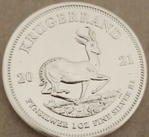 2021 South Africa 1 oz .999 Fine Silver Krugerrand BU, From Tube, Ships FREE