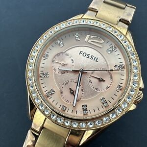 Fossil Rose Gold-Tone Multidial Crystals Stainless Watch ES2811 - New Battery 6