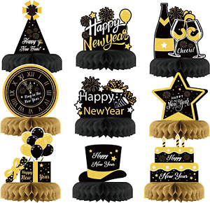 9 Pcs New Years Decorations 2024 New Years Honeycomb Centerpieces New Years Eve