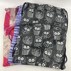 Thirty One Cinch Sac Drawstring Bag Backpack Lot of 3 Owls Purple Pink - New