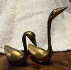 Vintage Solid Brass Swan Figurines Set of 2 Mid-Century Modern