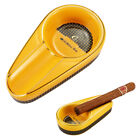 Galiner Yellow Ceramic Cigar Ashtray Vintage Portable Travel Tobacco 1ct Holder