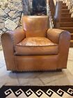 Two Ralph Lauren Colorado Club Chairs - Hughes Distressed Leather - Light Tan