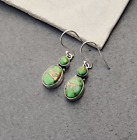 Green Copper Turquoise Earring Natural Gemstone 925 Sterling Silver MO**