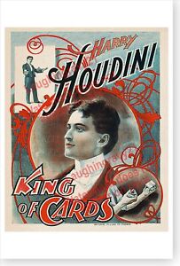King Of Cards Magician Harry Houdini Retro Card Tricks Magic Poster