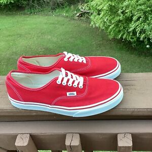 Vans Authentic Mens Size 9.5  W- 11 Red White Athletic Casual Shoes Sneakers