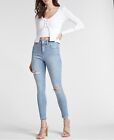 Express High Waisted Light Wash Ripped Skinny Jeans Size 6P