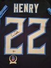 DERRICK HENRY SIGNED TENNESSEE TITANS DARK BLUE CUSTOM JERSEY W/ BECKETT QR