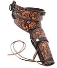 Western Leather Holster Gun Belt 44 / 45 Brown Hand Made Cowboy Revolver Pistol