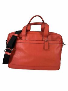 Coach Men's Orange Soft Leather Hudson Briefcase Bag
