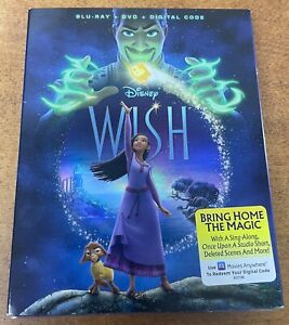 Brand New Disney's Wish (2024) BLU RAY+ DVD+Digital Code w/ Slipcover