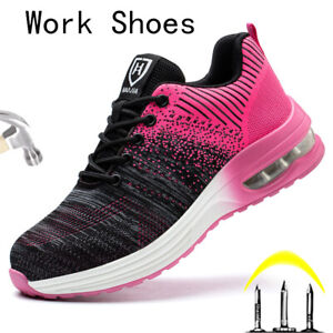 Womens Steel Top Sneakers Safety Shoes Puncture Proof Work Shoes Non Slip Size9