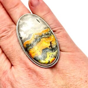 Mens Womens Ring Sterling Silver Bumble Bee Jasper Size 9 Southwest Style