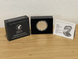 2021 W American Eagle One Ounce Silver  Uncirculated Coin Mint In Box Ungraded